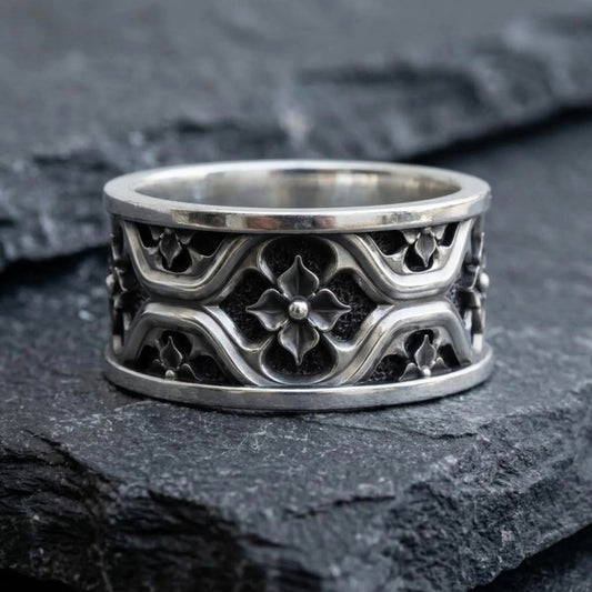 Gothic Floral Vine Ring for Men