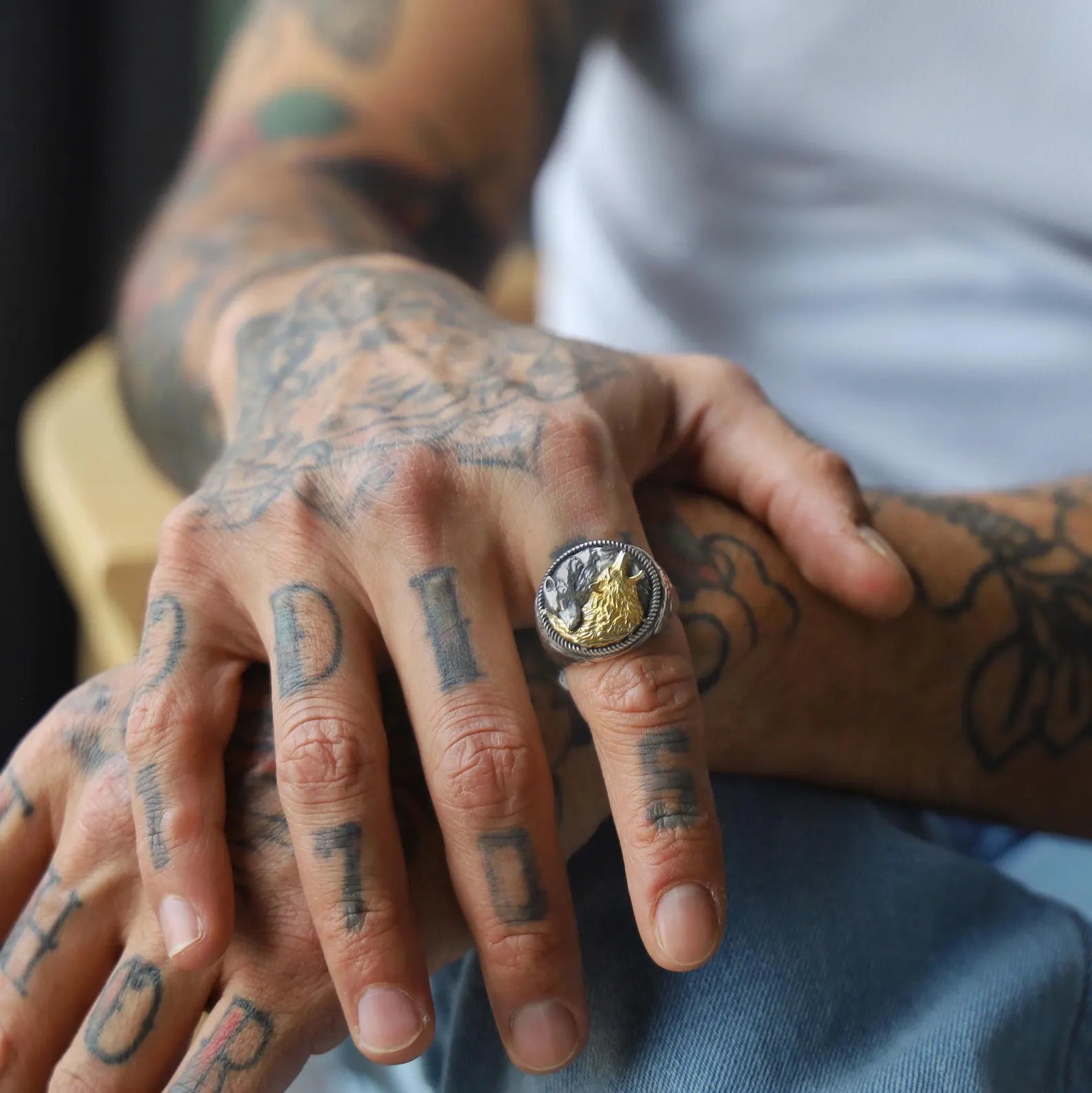 Styled on the finger, this bold and elegant gold-plated wolf ring instantly commands attention, blending the rugged edge of biker style with spiritual significance. Ideal for daily wear or special occasions, this statement ring for men represents the connection to the natural world and the pursuit of balance, making it a must-have for spiritual seekers and those who love unique, animal-themed jewelry.