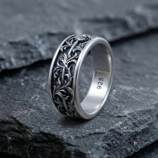 Vintage Floral Wedding Band Ring