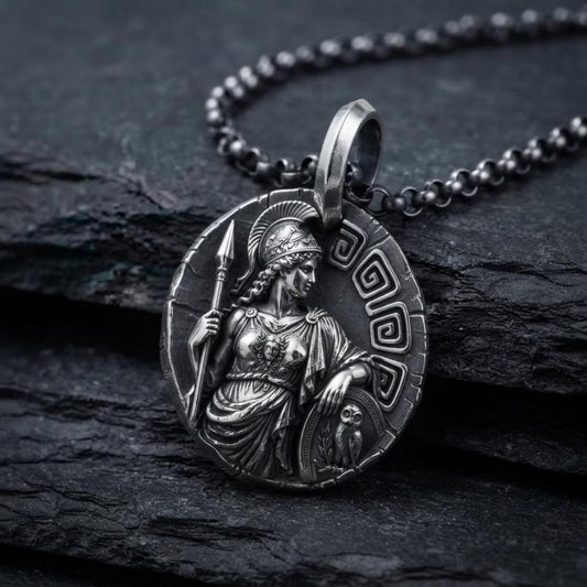 Athena Greek Goddess Coin Medallion Necklace