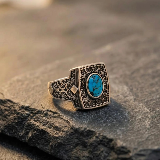 Engraved Turquoise Ring