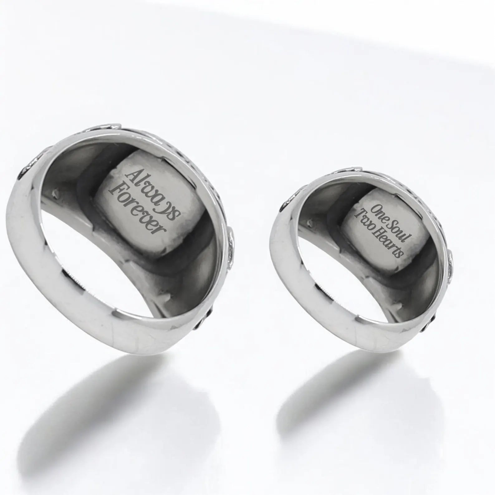 A handcrafted Christian ring made of 925K sterling silver with detailed gothic scrollwork and a centered cross. This symbolic ring makes a beautiful anniversary or Father’s Day gift for men of faith and style.