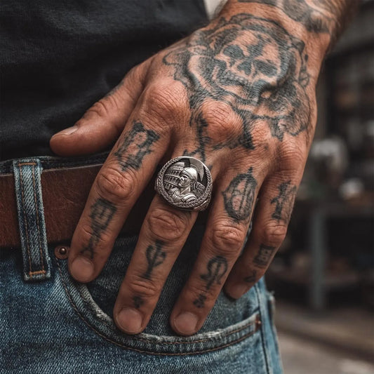 Bold Roman Imperial Eagle ring inspired by ancient military standards and Roman legion symbolism, handcrafted with precision and vintage texture