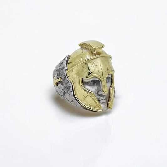 Elevate your style with this bold 14K Gold Plated Spartan Ring for Men, a statement piece inspired by ancient Greek warriors. Handcrafted with precision from high-quality sterling silver, this Spartan warrior ring features intricate Greek-inspired detailing, perfect for those who embrace their inner warrior spirit and love rugged, masculine jewelry with a historical edge.