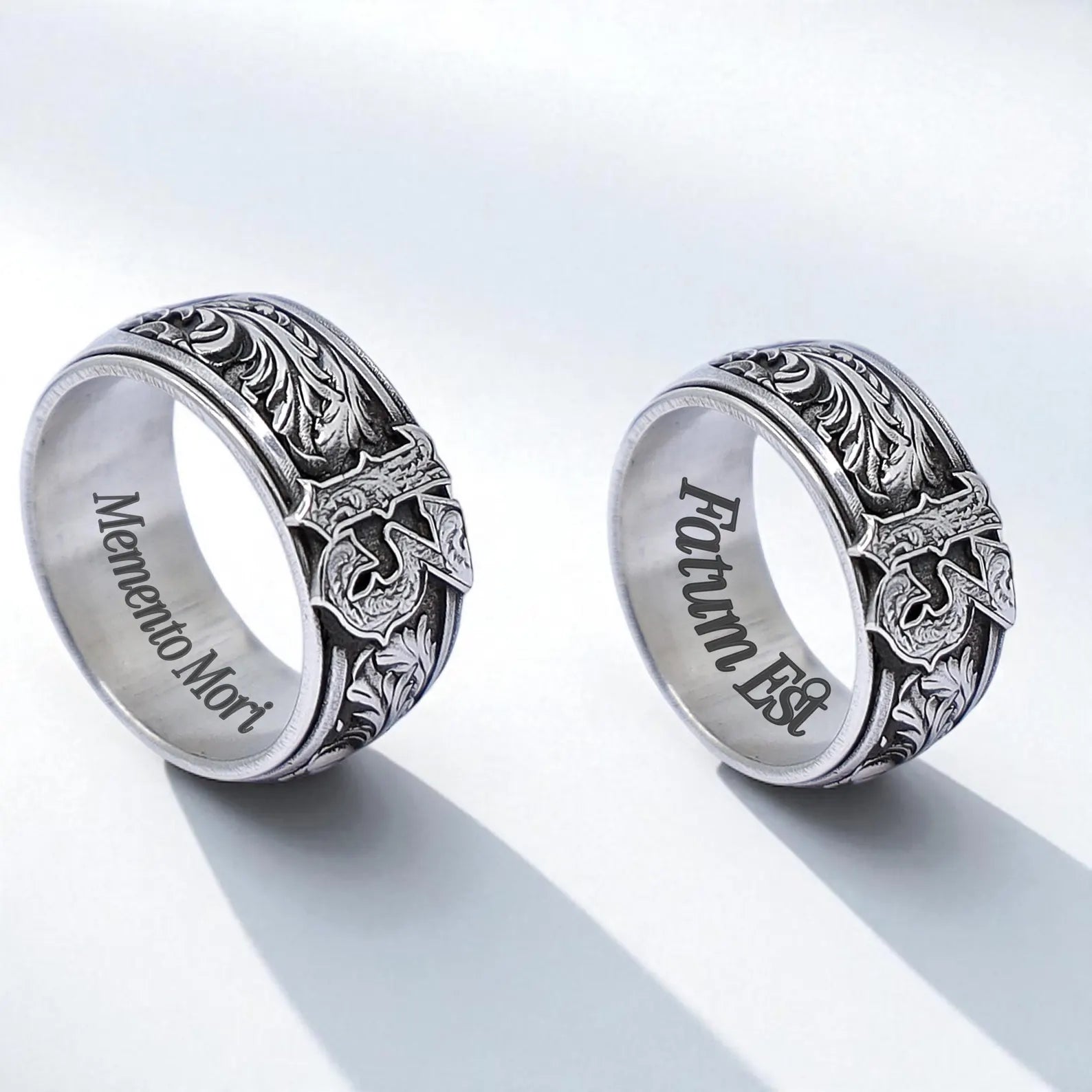 Close-up of a bold Lucky 13 ring designed for men, handmade from sterling silver. The gothic-style band features deep engravings and a dramatic “13” motif, popular among biker and tattoo culture enthusiasts. A meaningful accessory for those who wear their beliefs in luck and individuality with pride.