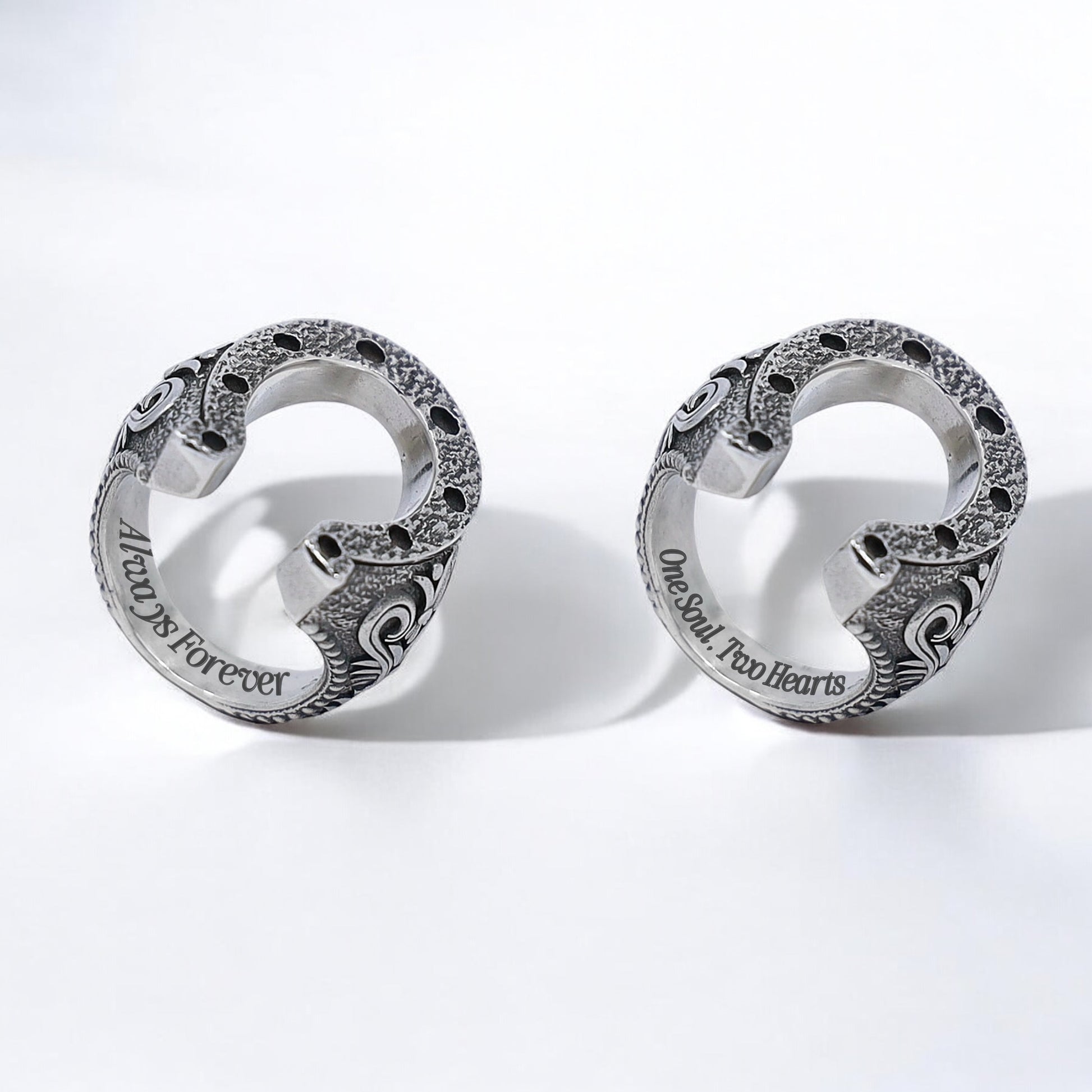 Made for those who seek more than just decoration, this silver horseshoe ring is a tribute to craftsmanship and powerful symbolism. Handcrafted from premium sterling silver, the design centers on a prominent horseshoe — representing luck, courage, and masculine energy. With its hefty weight and bold styling, this ring is suited for everyday wear or meaningful occasions, offering the wearer a constant reminder of resilience, intention, and personal power.