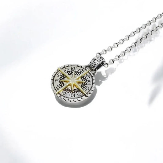 Handcrafted nautical compass necklace made of 14k gold and sterling silver, designed for those who find beauty and freedom in the ocean. This elegant pendant is a timeless gift idea for sea lovers, sailors, and adventurers who want to carry a symbol of direction and purpose close to their heart.