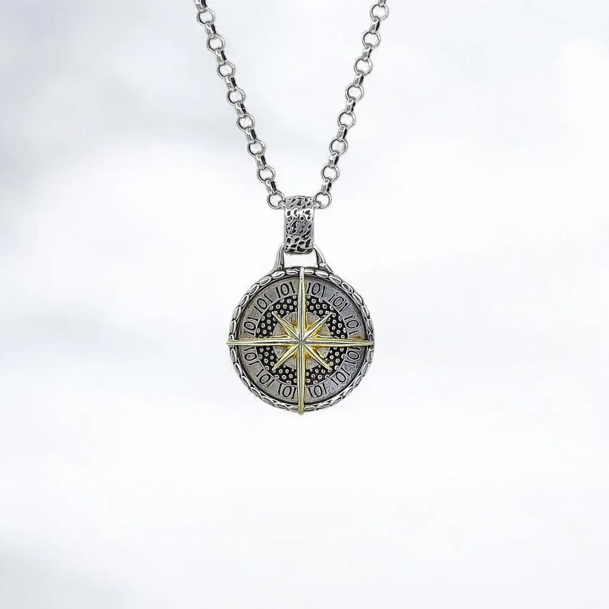 Elegant nautical necklace featuring a compass motif crafted in solid 14k gold and high-quality sterling silver. The handcrafted design and polished finish make this a luxurious yet meaningful accessory for men and women who love the sea. A perfect anniversary or birthday gift for ocean enthusiasts.