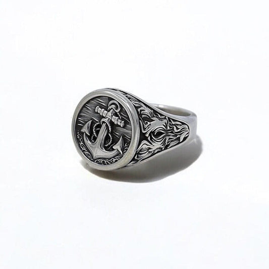 Handcrafted sterling silver anchor ring for men, designed for sea lovers and nautical enthusiasts. This bold sailor ring blends symbolic meaning with artisan quality, making it a must-have accessory for those inspired by ocean adventures and maritime heritage.