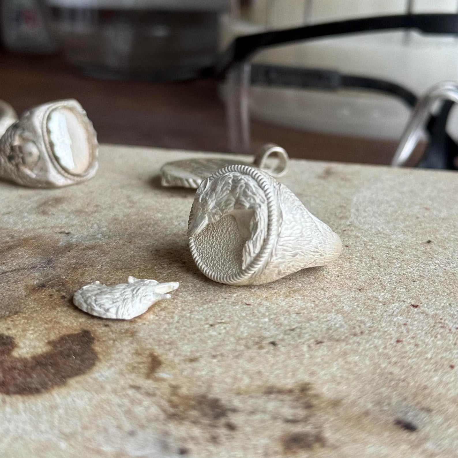 Powerful handcrafted men's ring featuring twin wolves in a yin yang formation. With a detailed, rustic finish and bold aesthetic, this silver piece speaks to the soul of modern warriors and lovers of meaningful symbolism.