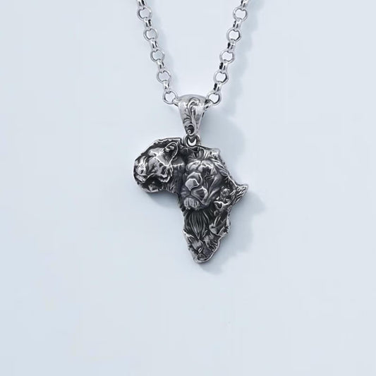 Sterling Silver African Lion Pendant Necklace - Unique Wildlife Jewelry
