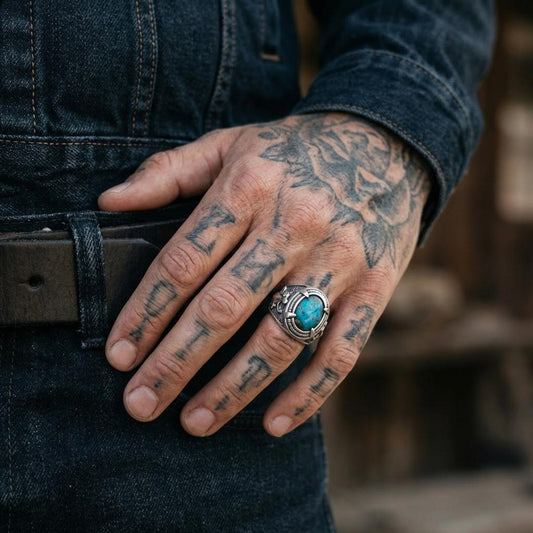 Viking Wolf Turquoise Ring