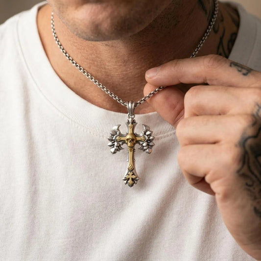 Gothic Skull Cross Necklace