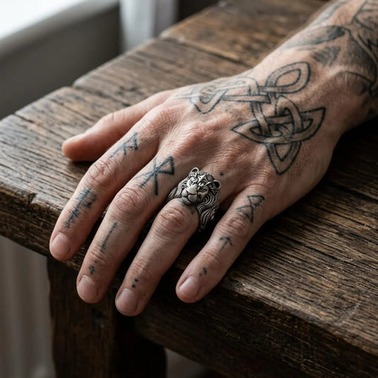 Bold statement lion ring for men made of solid 925 silver, representing courage, authority, and warrior spirit