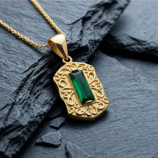 Gold Plated Victorian Emerald Necklace