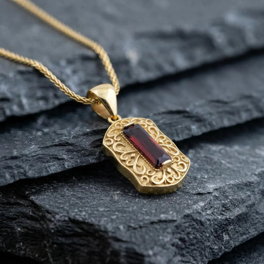 Gold Plated Victorian Garnet Necklace
