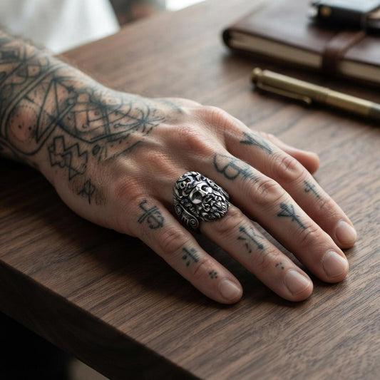 Sterling silver Zeus signet ring inspired by Greek mythology, showcasing the mighty King of Olympus in a handcrafted statement ring for mythology enthusiasts and collectors.