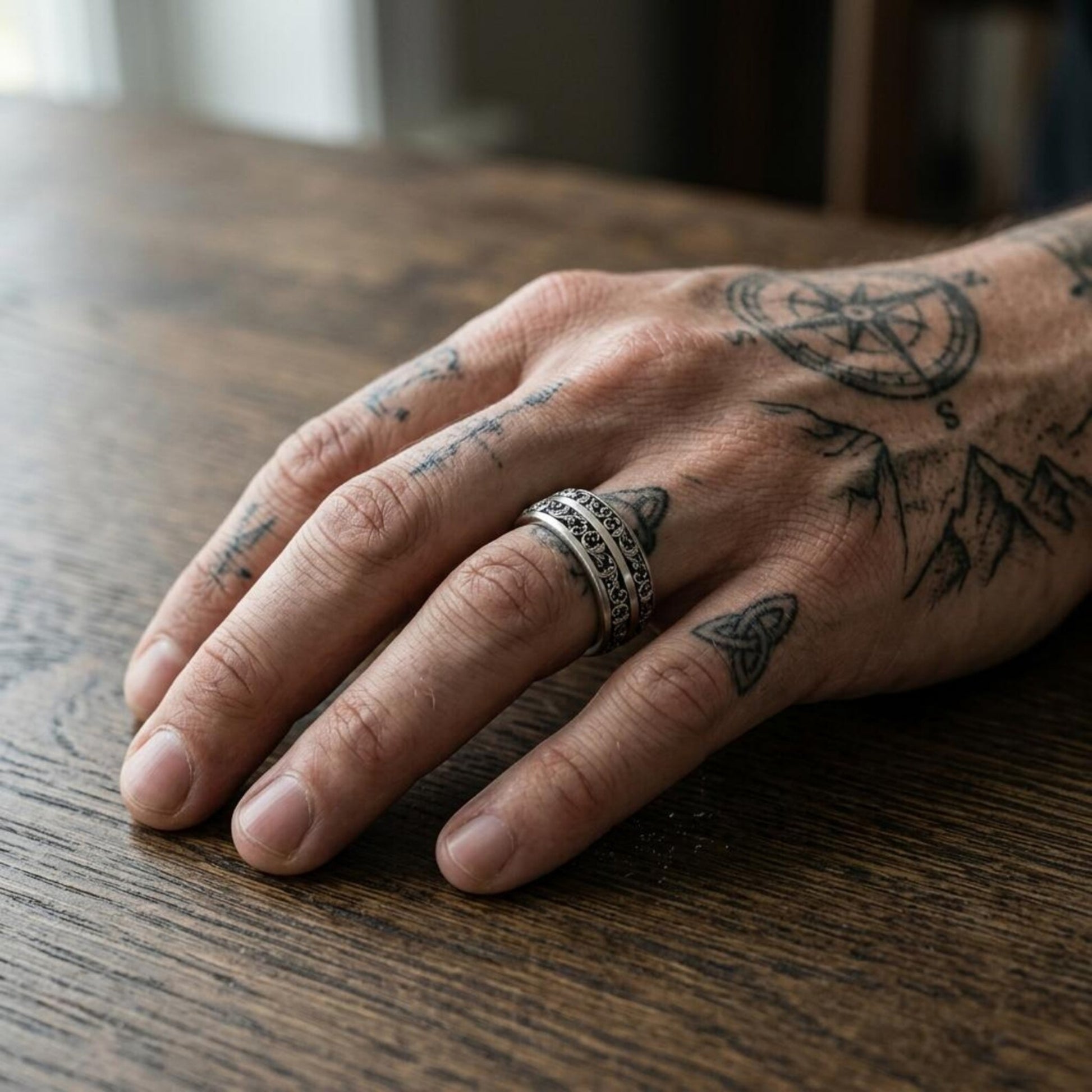 Handmade Vintage Wedding Band showcasing classic Baroque ornamentation, intricate engraved patterns, and premium 925 sterling silver craftsmanship for everyday wear.