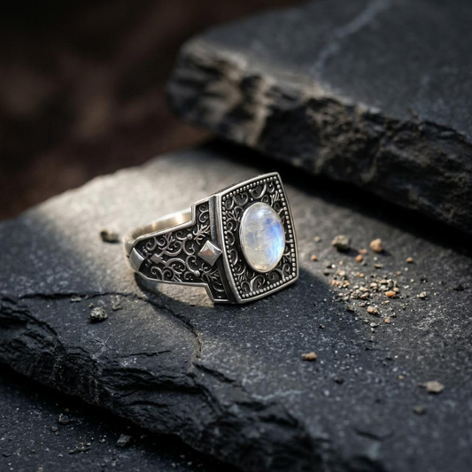 Men's Moonstone Signet Ring