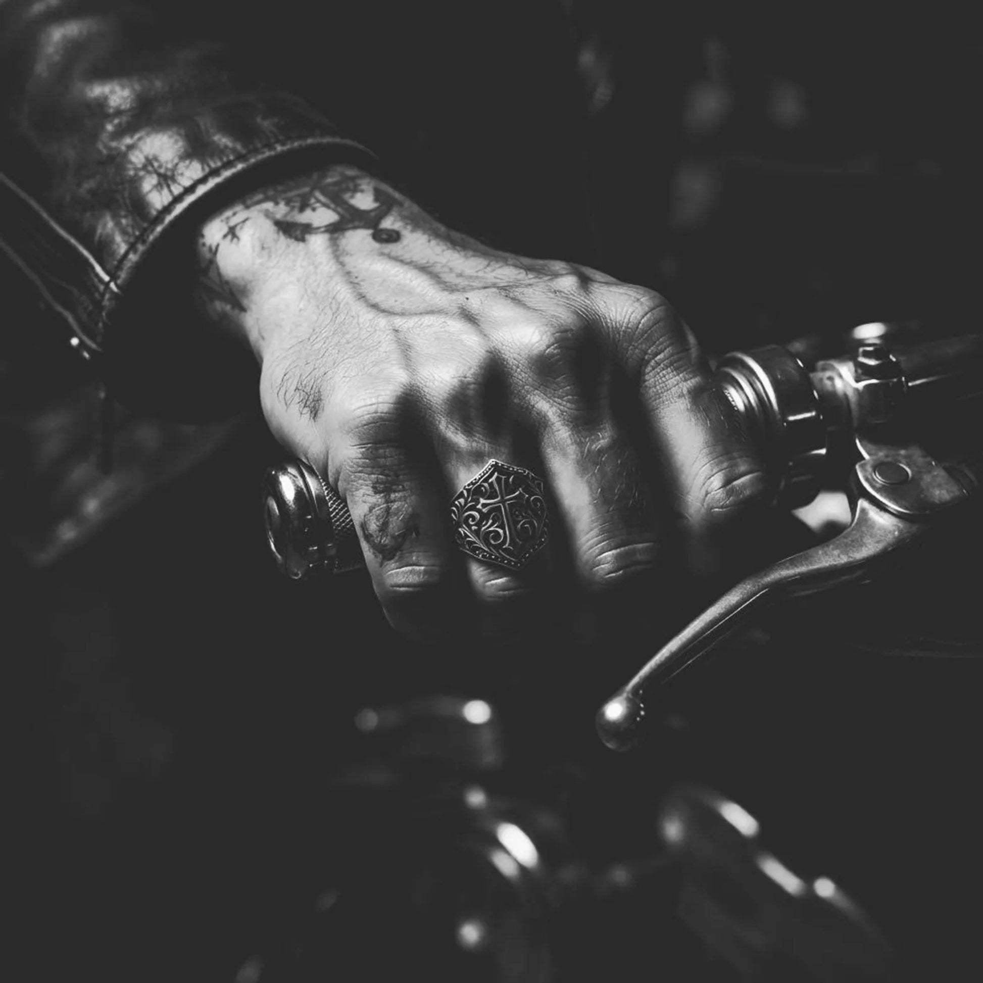 Oxidized 925 sterling silver Victorian Cross Shield ring featuring deep relief engravings, handcrafted Christian jewelry designed for men who appreciate faith, history, and bold style.