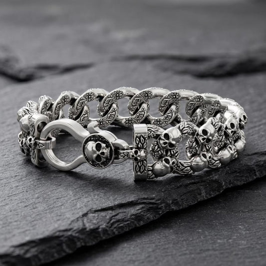 Heavy Skull Silver Bracelet for Men