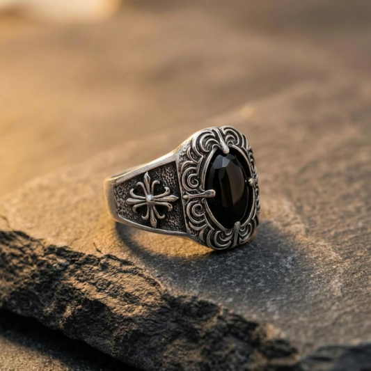 Men's Gothic Onyx Ring