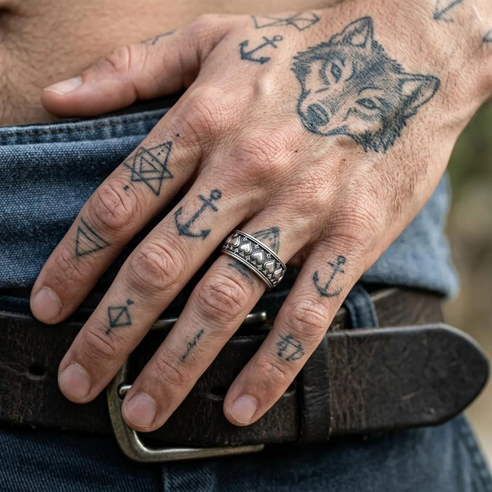 Alternative Gothic Wedding Band in solid 925 sterling silver featuring the legendary Ace of Spades motif, symbolizing power, fortune, courage, and personal freedom.