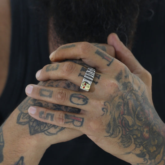 Handcrafted 14K Gold Plated Spartan Ring for Men - Masculine Warrior Jewelry