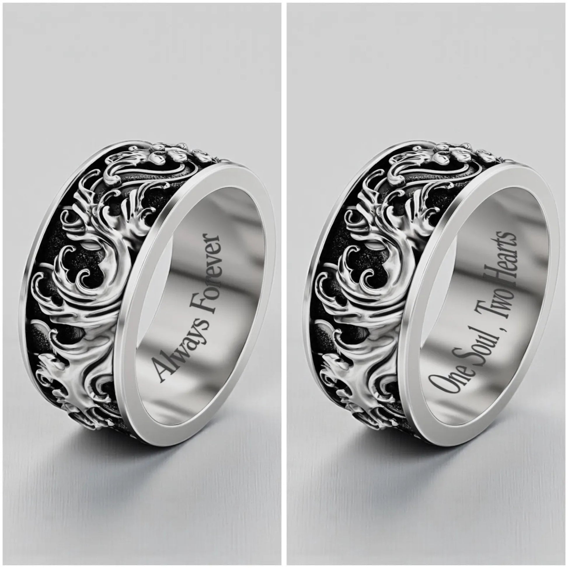 Nautical sterling silver band ring for men with wave design symbolizing freedom, strength, and adventure