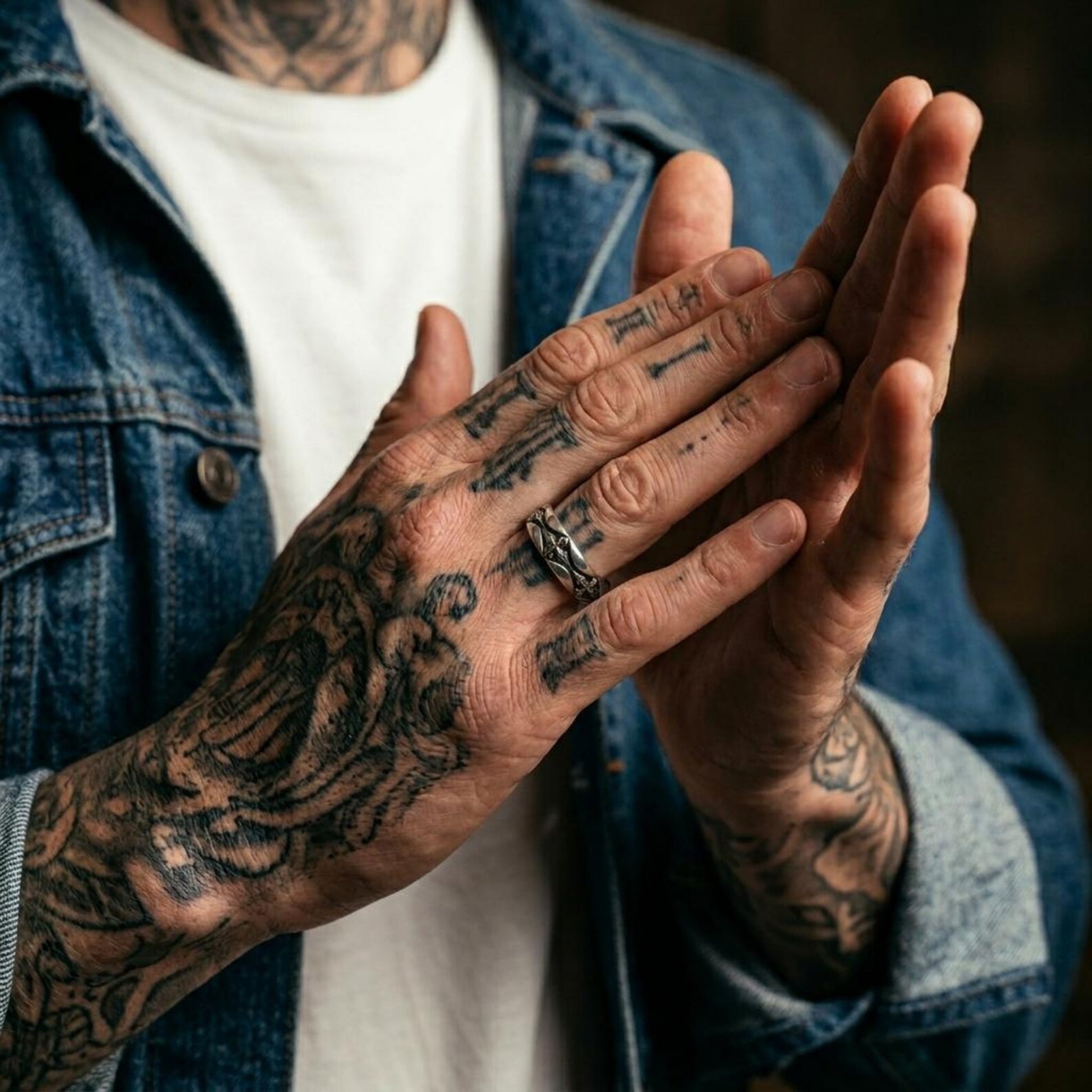 Solid 925 Sterling Silver Christian Wedding Ring with Gothic Cross pattern, handcrafted religious jewelry symbolizing faith, devotion, protection, and strength.