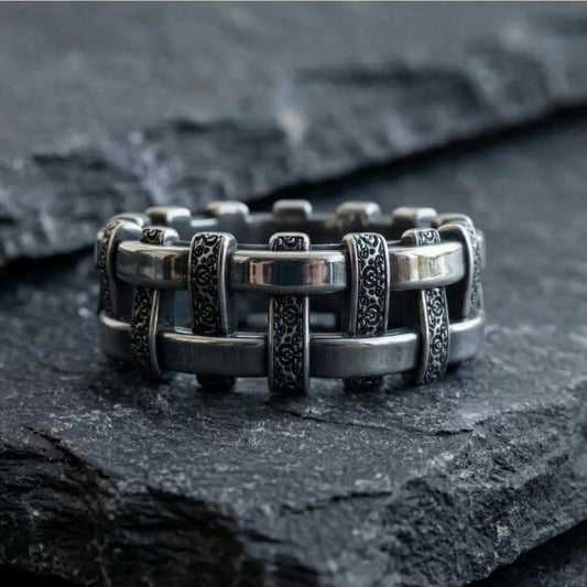 Wicker Weave Cross Wedding Band