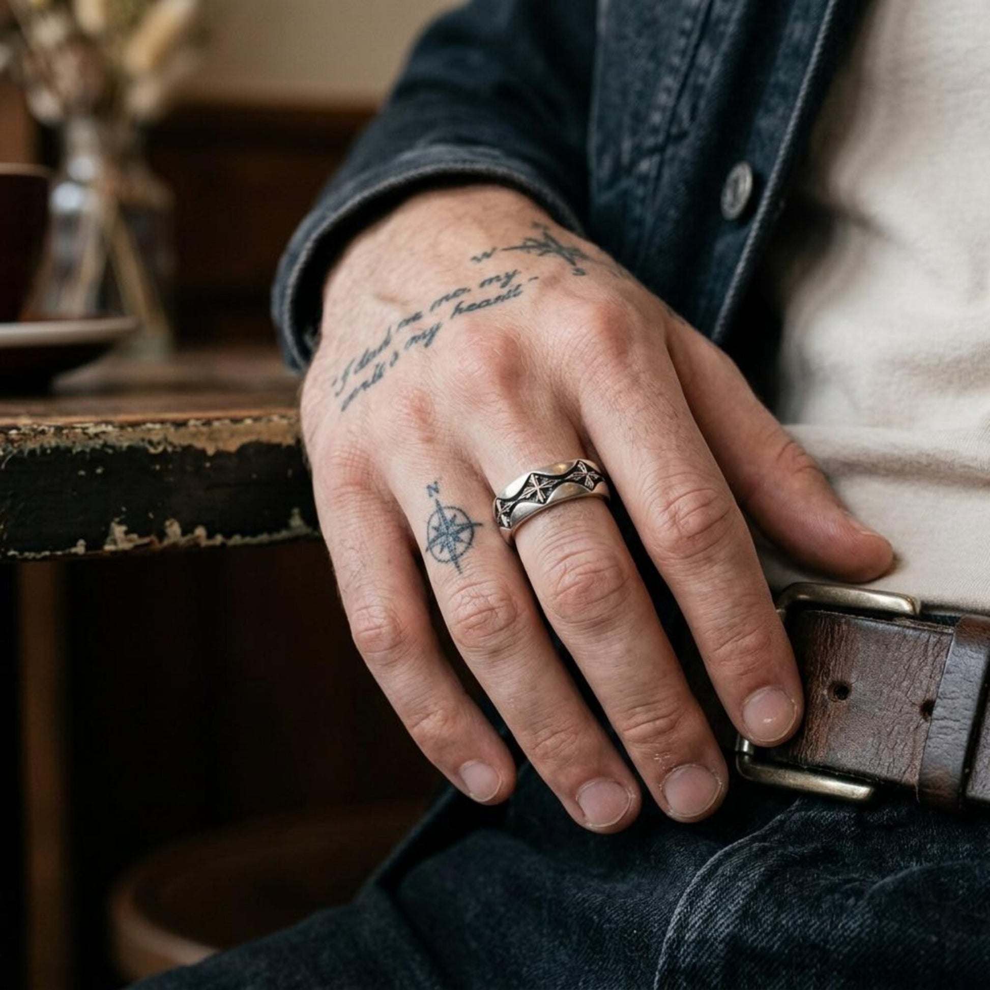 Personalized Christian Cross Wedding Band Ring with custom engraving option, handcrafted from solid sterling silver and designed for everyday wear.