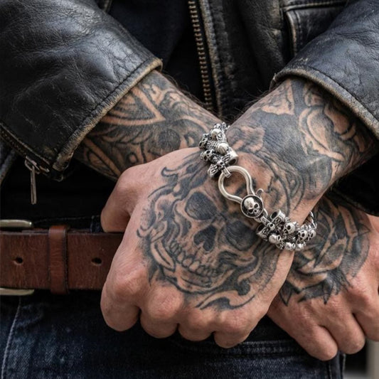 Heavy Skull Silver Bracelet for Men