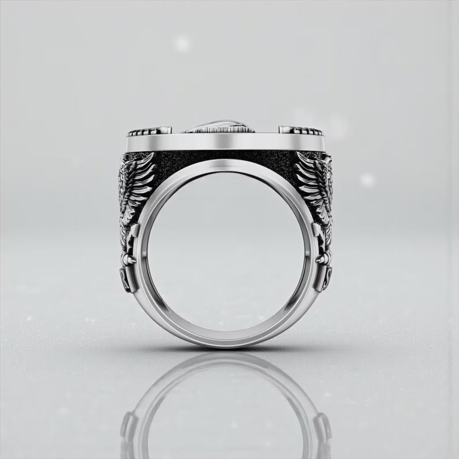 Masculine Roman warrior jewelry piece crafted in sterling silver with bold 23mm face diameter and refined artisan finishing