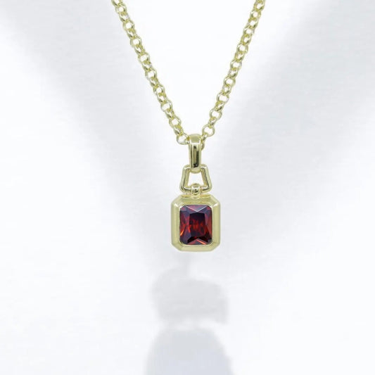 Elegant Gold Plated Emerald Lab Ruby Gemstone Necklace Pendant - Handcrafted Jewelry
