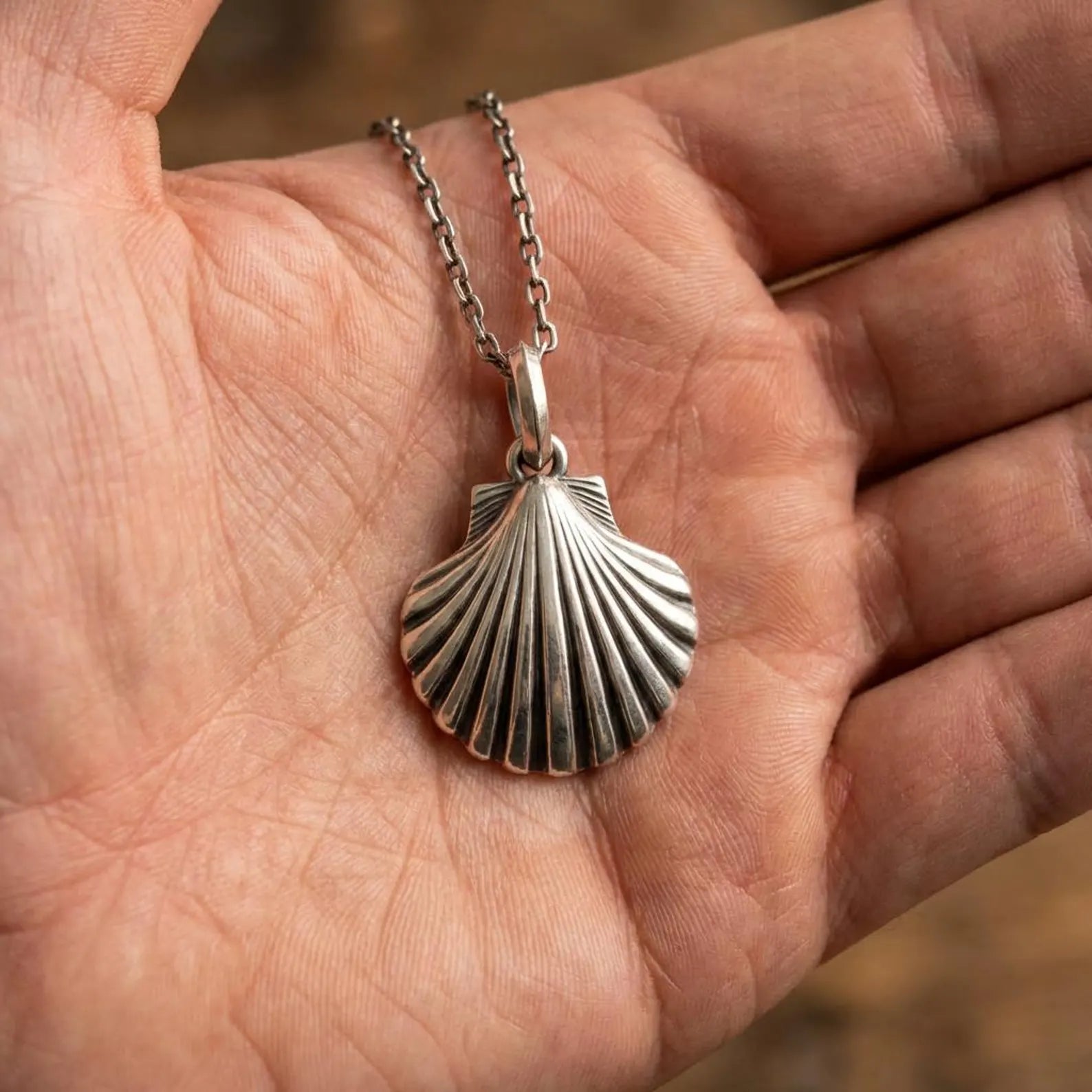 vintage inspired scallop shell pendant sterling silver ocean lover gift maritime artisan jewelry design