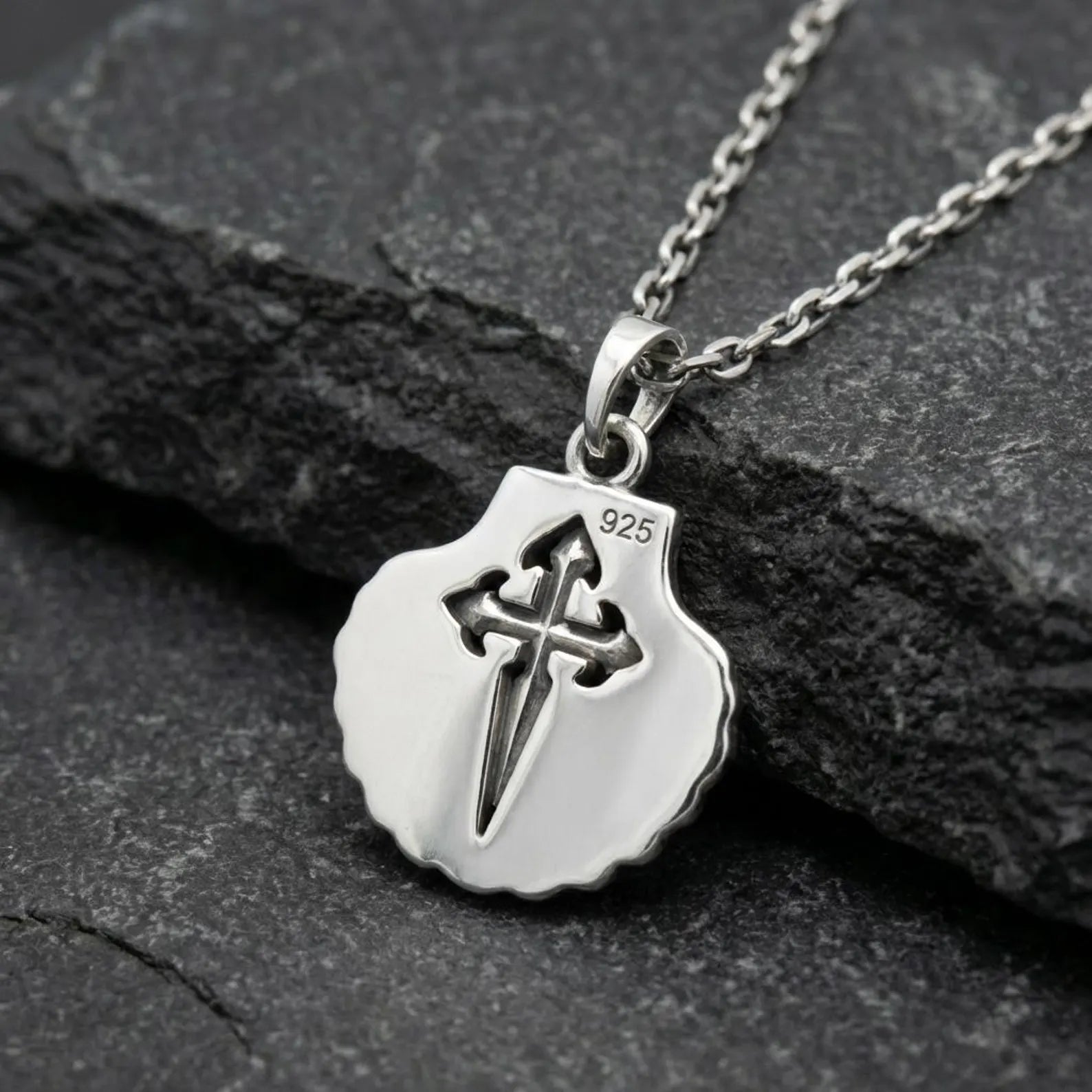 detailed nautical scallop shell necklace solid sterling silver maritime ocean themed statement jewelry piece