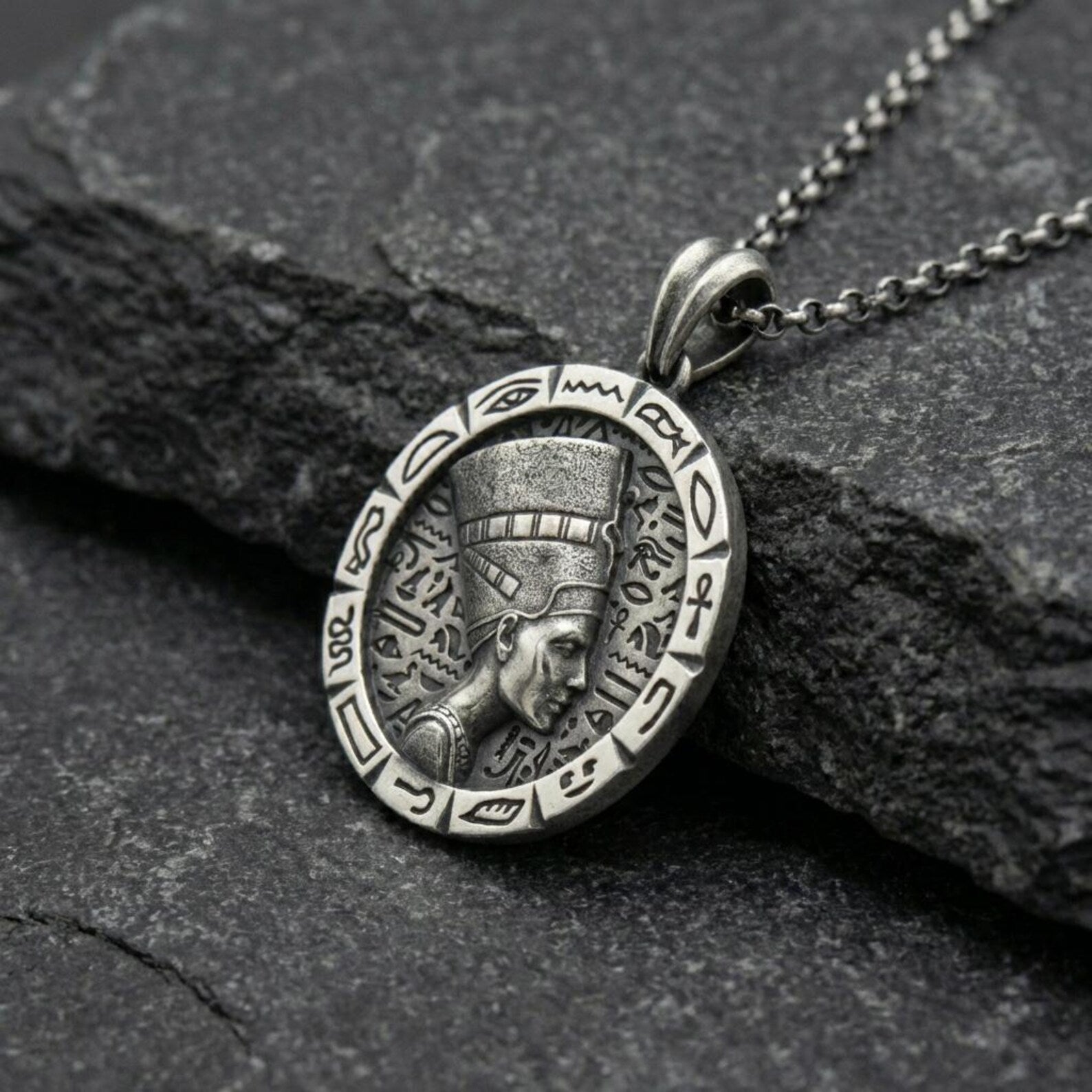 meaningful gift for wife girlfriend egyptian mythology nefertiti silver necklace handmade