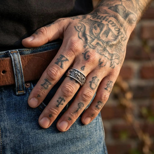 Handmade sterling silver ocean wave ring for men inspired by the sea, nautical band ring with bold maritime style