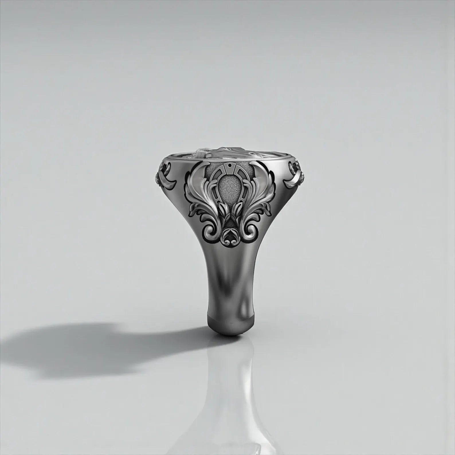 Bold fantasy jewelry piece featuring Pegasus engraving with textured wings, heavy silver construction and masculine mythological design perfect as a gift for him