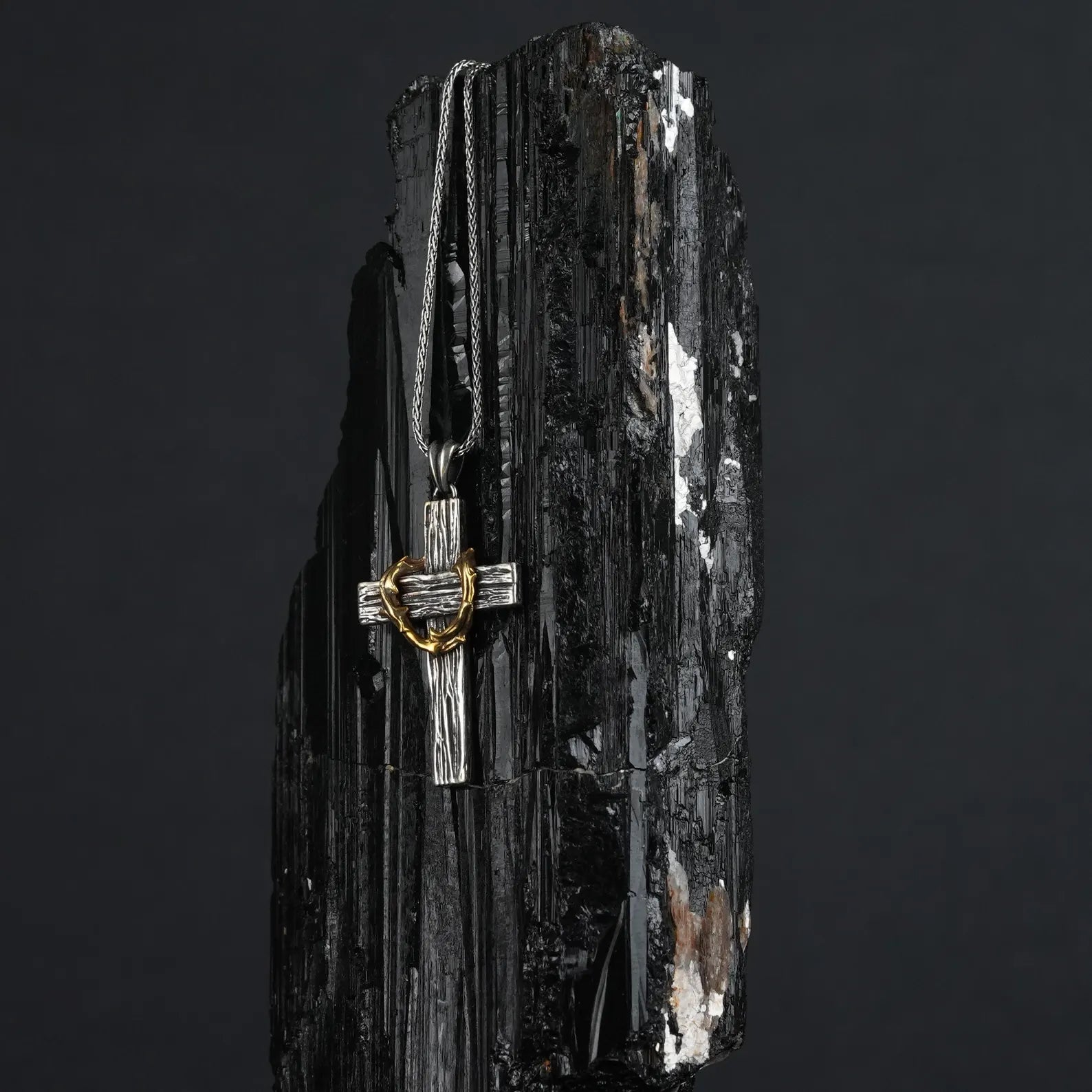 Whether you're looking to add a spiritual touch to your everyday look or searching for a meaningful gift, the Silver Cross with Thorn Pendant is a perfect choice.