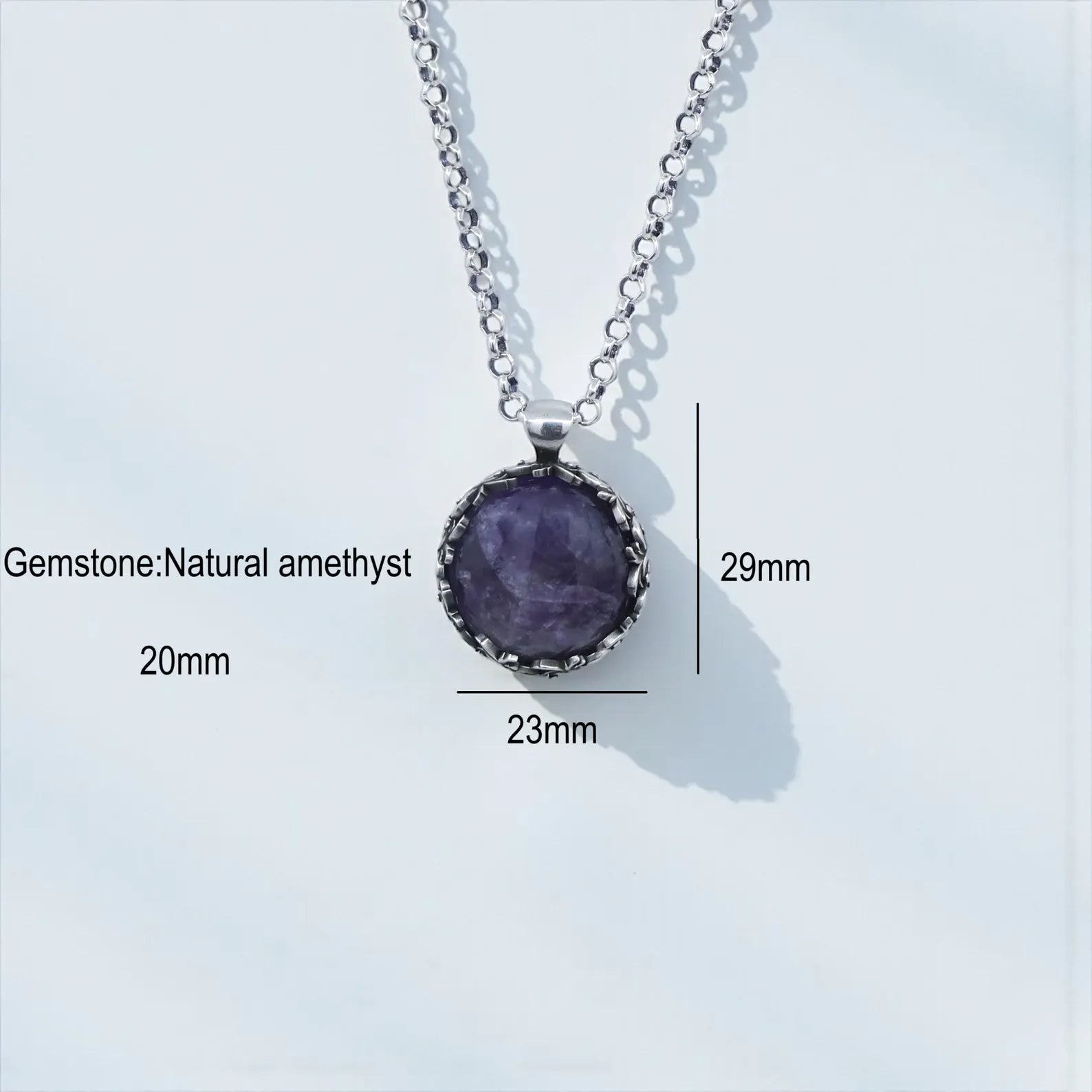 High-resolution jewelry image featuring a handcrafted silver pendant necklace with a deep purple amethyst, bold and stylish design for everyday wear, ideal for gift inspiration and gemstone product listings.