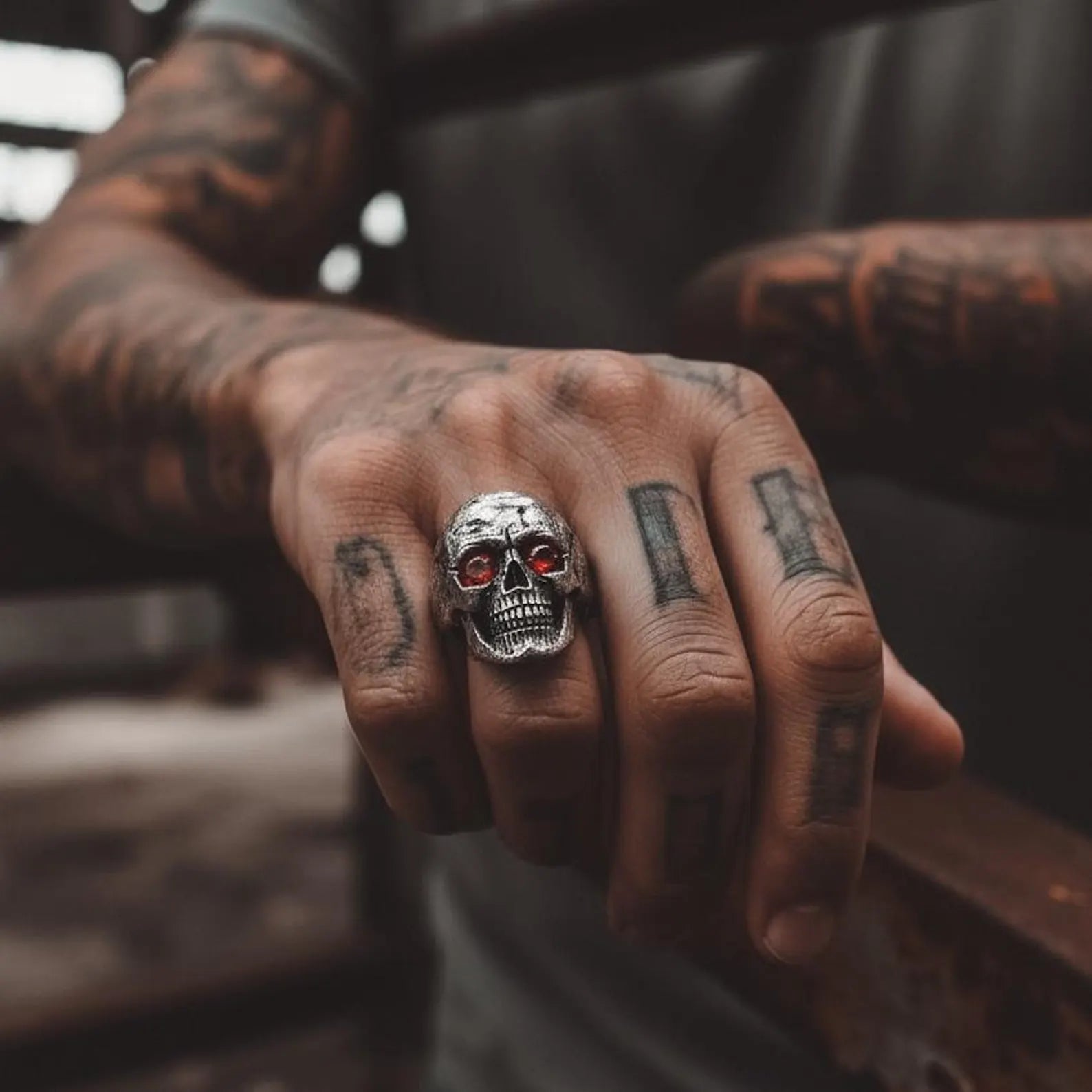 Customizable sterling silver skull ring with natural turquoise gemstone, ideal for men who appreciate gothic, bold, and statement jewelry. The oxidized and brushed matte finish enhances its rugged biker look, making it a top gift choice for Christmas, New Year, or Black Friday. Handcrafted exclusively by 4BestBrand.