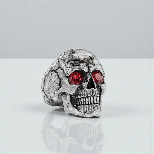 Handcrafted 925 sterling silver biker skull ring for men featuring a natural turquoise gemstone, inspired by gothic and Harley-Davidson aesthetics. This personalized statement ring includes intricate skeletal details and a matte brushed finish, perfect for motorcycle lovers. Ideal as a custom gift for birthdays, anniversaries, or Christmas.