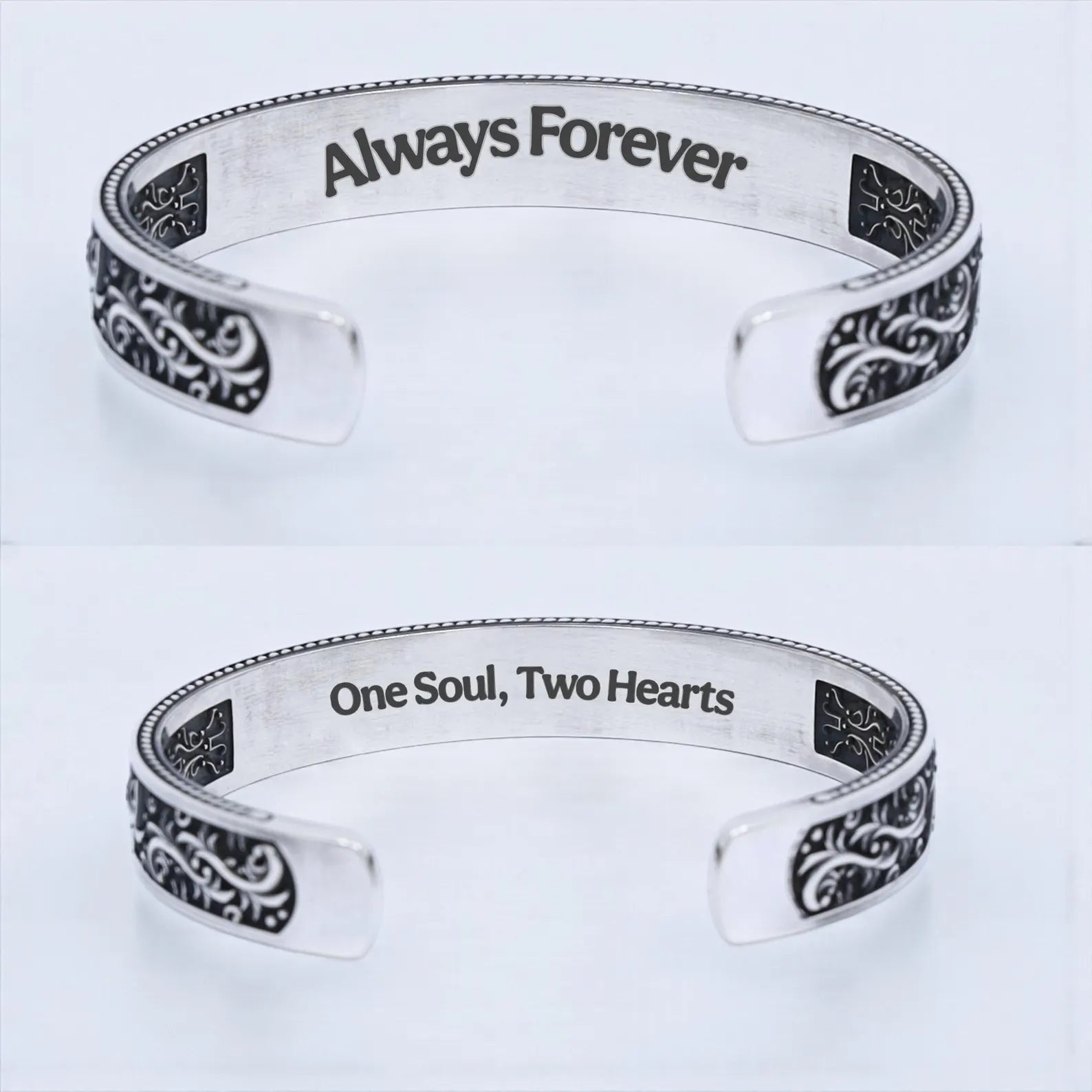 Detailed image of masculine onyx man cuff bracelet featuring three polished natural onyx stones, heavy sterling silver construction, vintage-inspired engravings, and statement biker aesthetics.