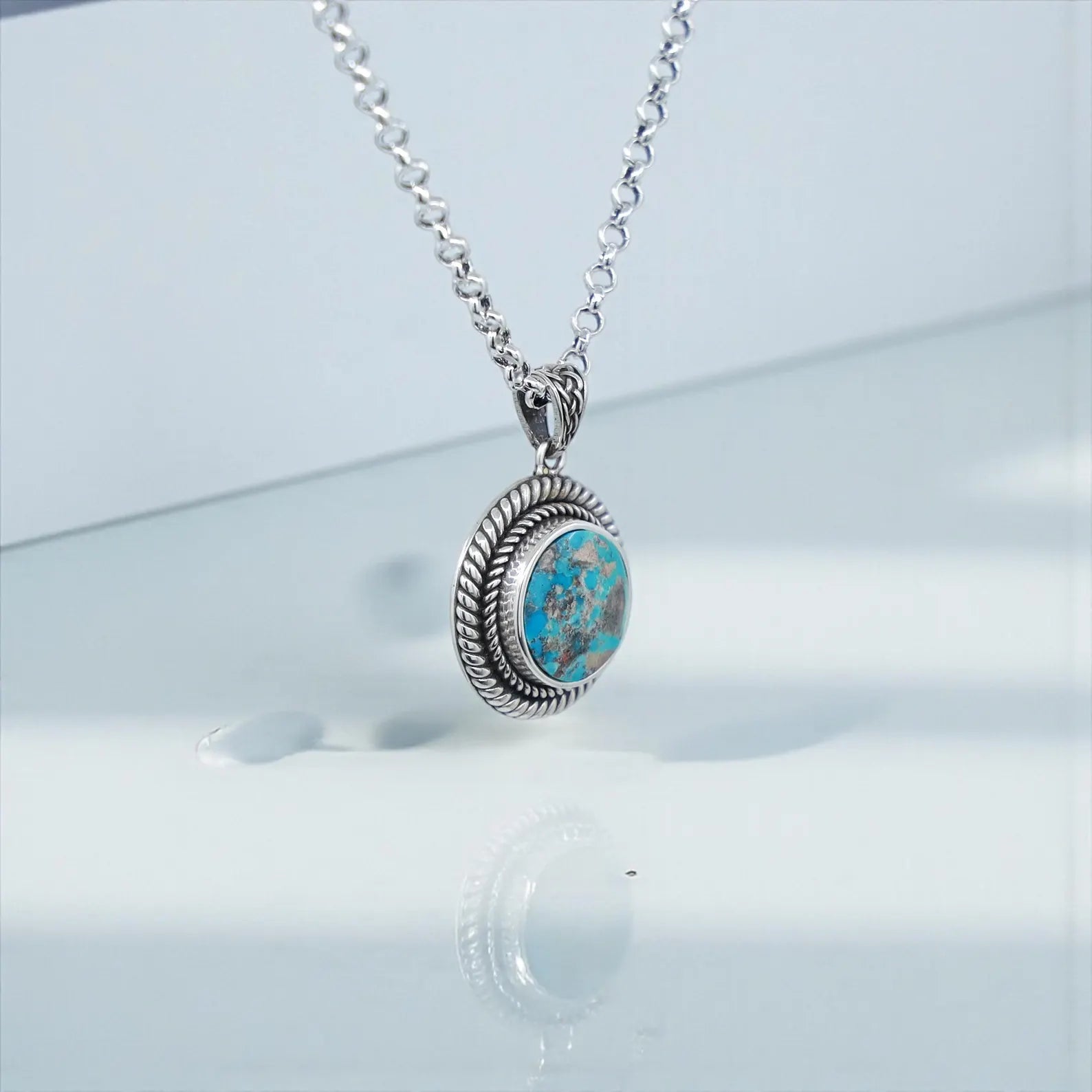 Backside view of the pendant showing the smooth sterling silver surface where personalization can be added. The necklace can be custom engraved with a name, date, initials, or meaningful symbol—transforming it into a one-of-a-kind keepsake gift for husbands, boyfriends, sons, or fathers.