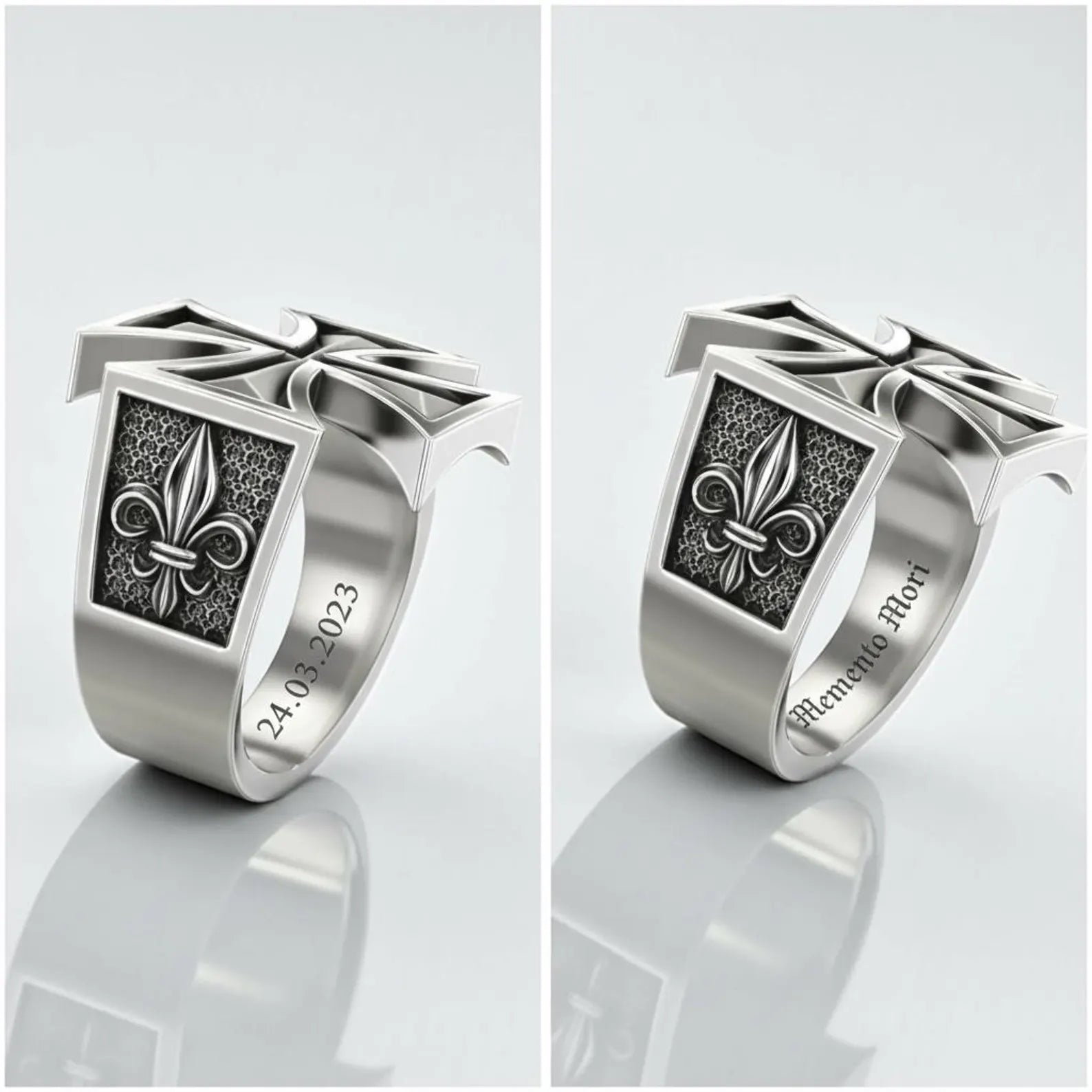 Statement sterling silver cross ring with handcrafted details, showcasing a strong Iron Cross emblem perfect for gothic jewelry and biker fashion aesthetics.
