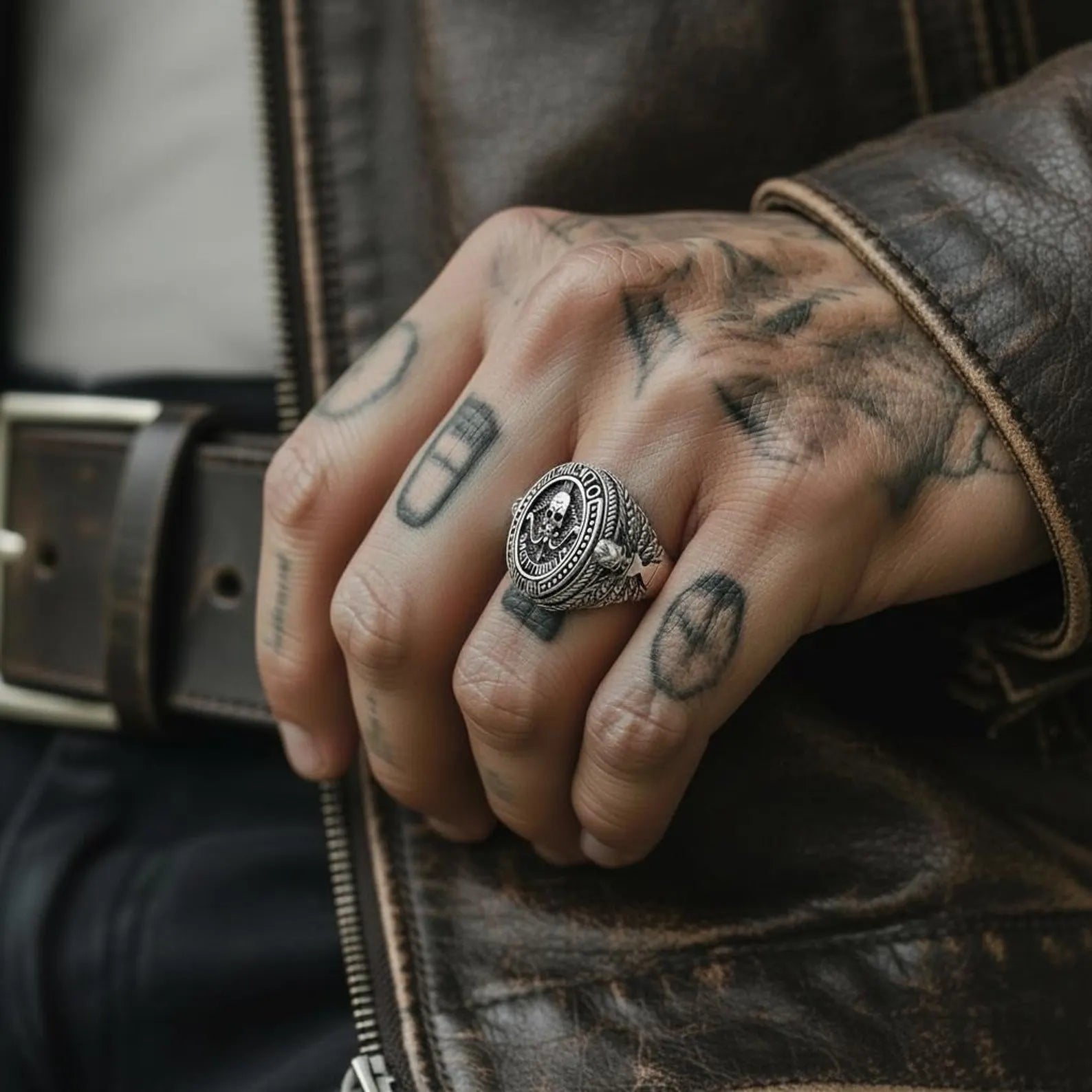 Astrology inspired Sagittarius skull ring with intricate details, solid 925 silver craftsmanship, and a dark gothic design for statement jewelry lovers