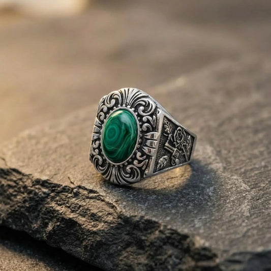 Guns & Roses Malachite Ring