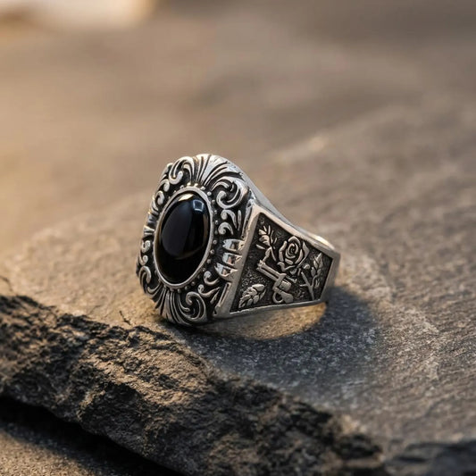 Black Onyx Gothic Ring